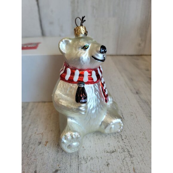 Kurt Adler vintage Coca-Cola bear glass ornament Xmas - Picture 2 of 6